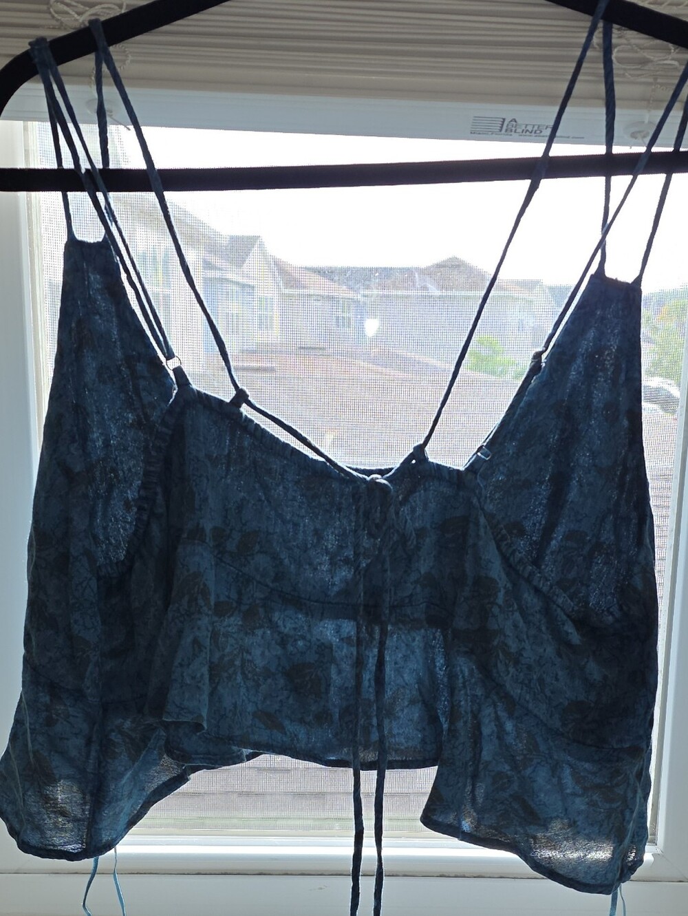 Free People Teal Blue Lace-Up Ruffle Hem Camisole - Picture 6 of 11